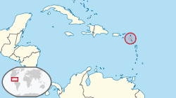  Sint Eustatius konumu  (kırmızı yuvarlak içinde)Karayipler bölgesinde  (açık sarı)