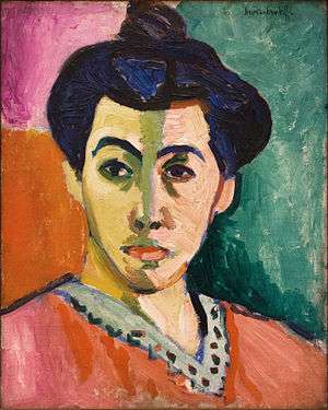 Henri Matisse painting, Portrait of Madame Matisse (The Green Stripe), from 1906, in the Statens Museum for Kunst